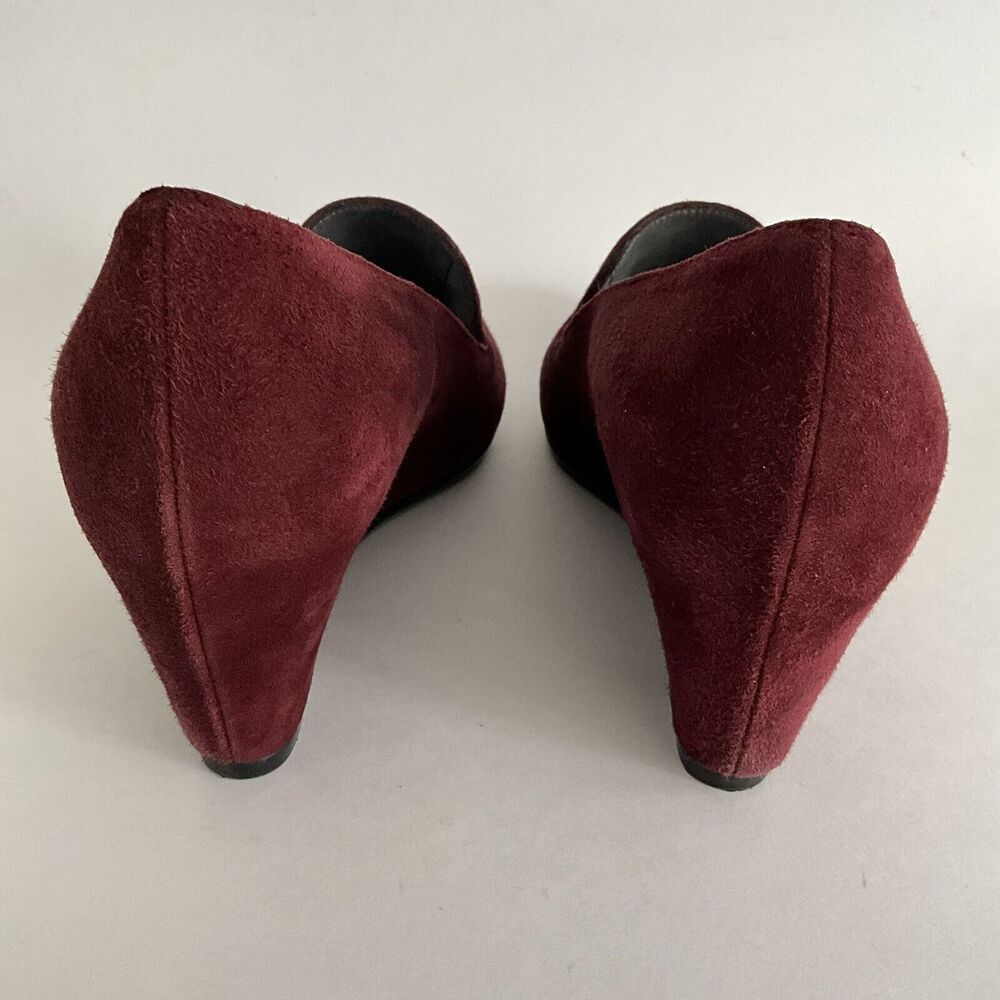 Stuart Weitzman Wedge Burgundy Slip-on Pumps 10 - Picture 7 of 13